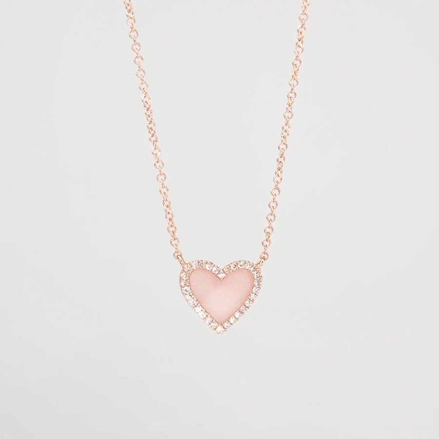 Pink Opal Heart Necklace Rose Gold Necklaces Princess Bride Diamonds 