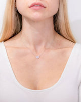 Pink Opal Heart Necklace White Gold