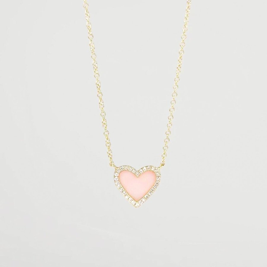 Pink Opal Heart Necklace Yellow Gold Necklaces Princess Bride Diamonds 
