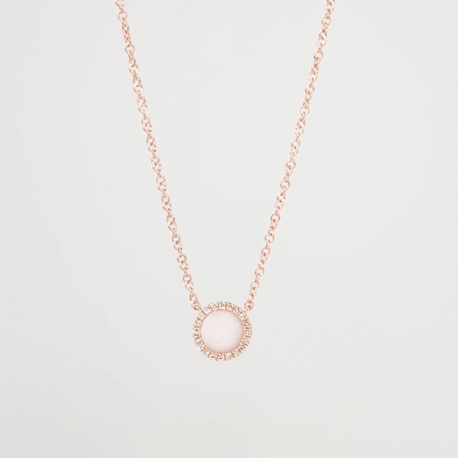 Pink Opal Round Necklace Rose Gold Necklaces Princess Bride Diamonds 