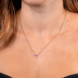 Diamond Halo Pink Sapphire Necklace
