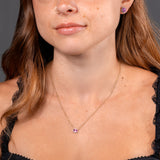 Diamond Halo Pink Sapphire Necklace