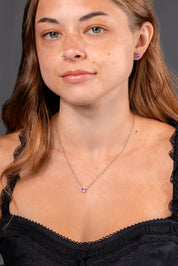 Diamond Halo Pink Sapphire Necklace