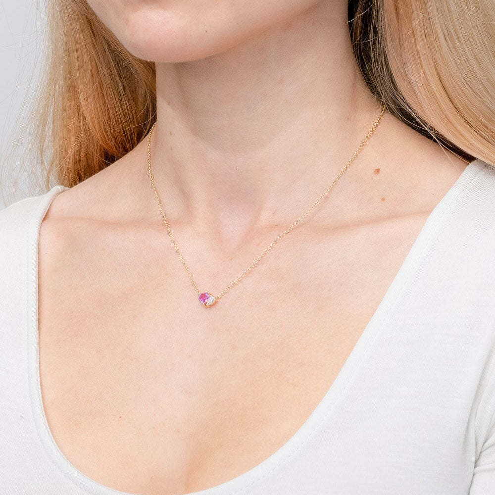 Pink Sapphire & Diamond Toi Et Moi Necklace Necklaces Princess Bride Diamonds 