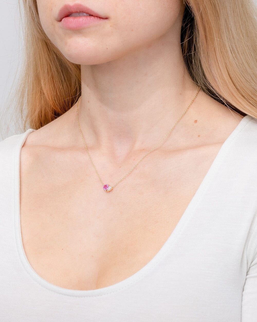 Pink Sapphire & Diamond Toi Et Moi Necklace Necklaces Princess Bride Diamonds 