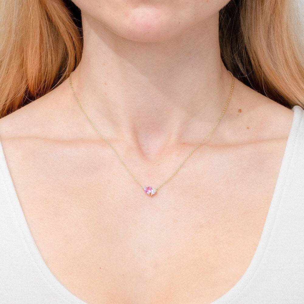 Pink Sapphire & Diamond Toi Et Moi Necklace Necklaces Princess Bride Diamonds 