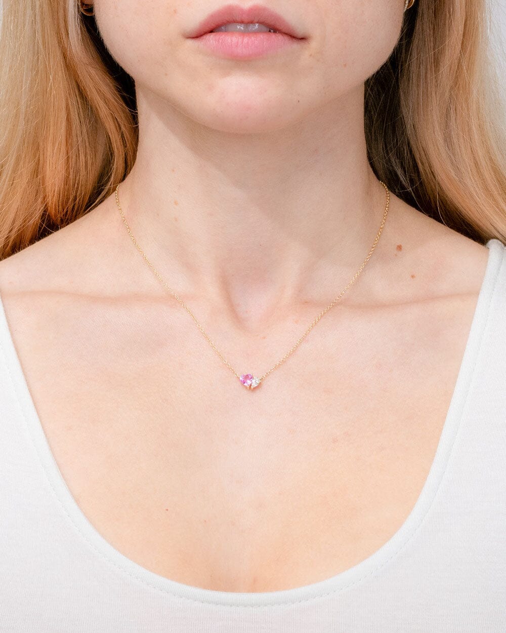 Pink Sapphire & Diamond Toi Et Moi Necklace Necklaces Princess Bride Diamonds 