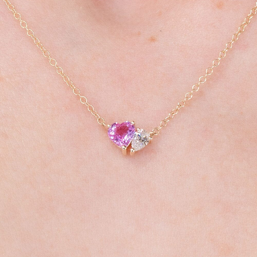 Pink Sapphire & Diamond Toi Et Moi Necklace Necklaces Princess Bride Diamonds 