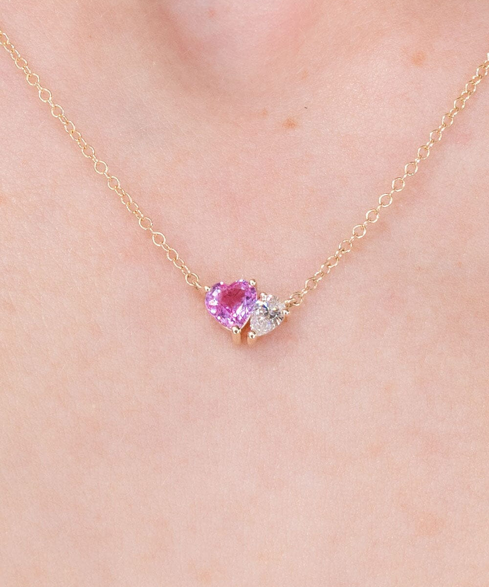 Pink Sapphire & Diamond Toi Et Moi Necklace Necklaces Princess Bride Diamonds 