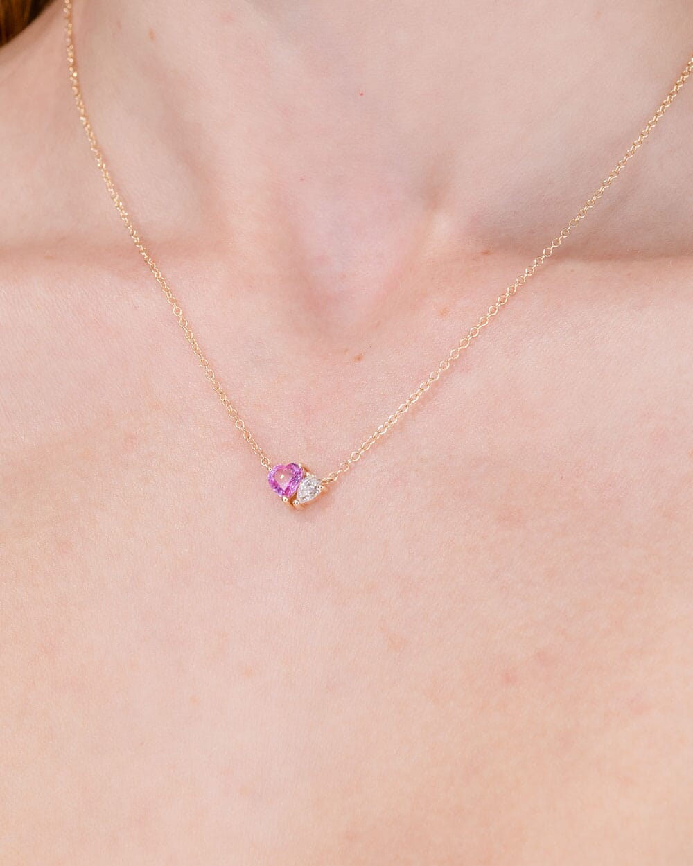 Pink Sapphire & Diamond Toi Et Moi Necklace Necklaces Princess Bride Diamonds 