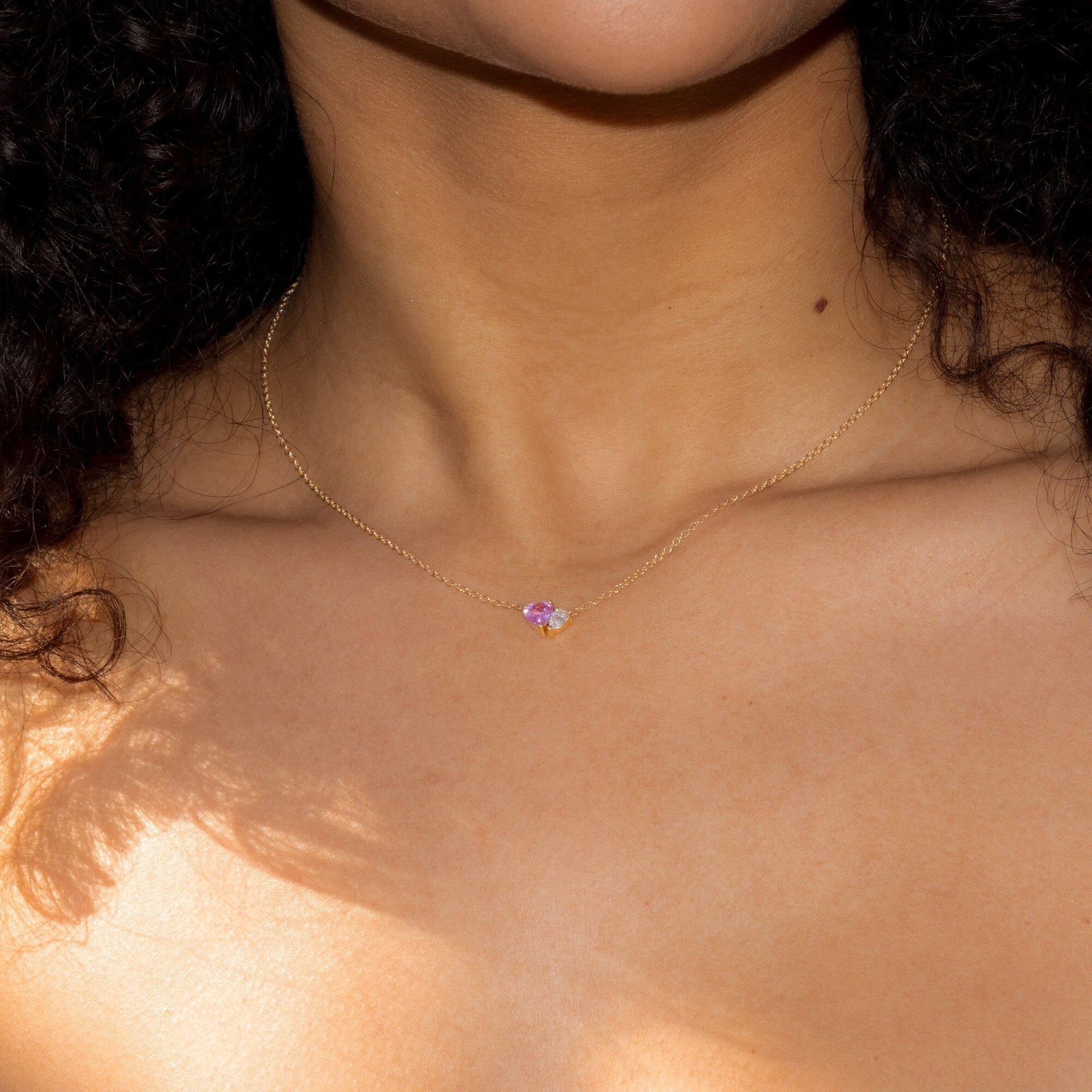 Pink Sapphire & Diamond Toi Et Moi Necklace Necklaces Princess Bride Diamonds 