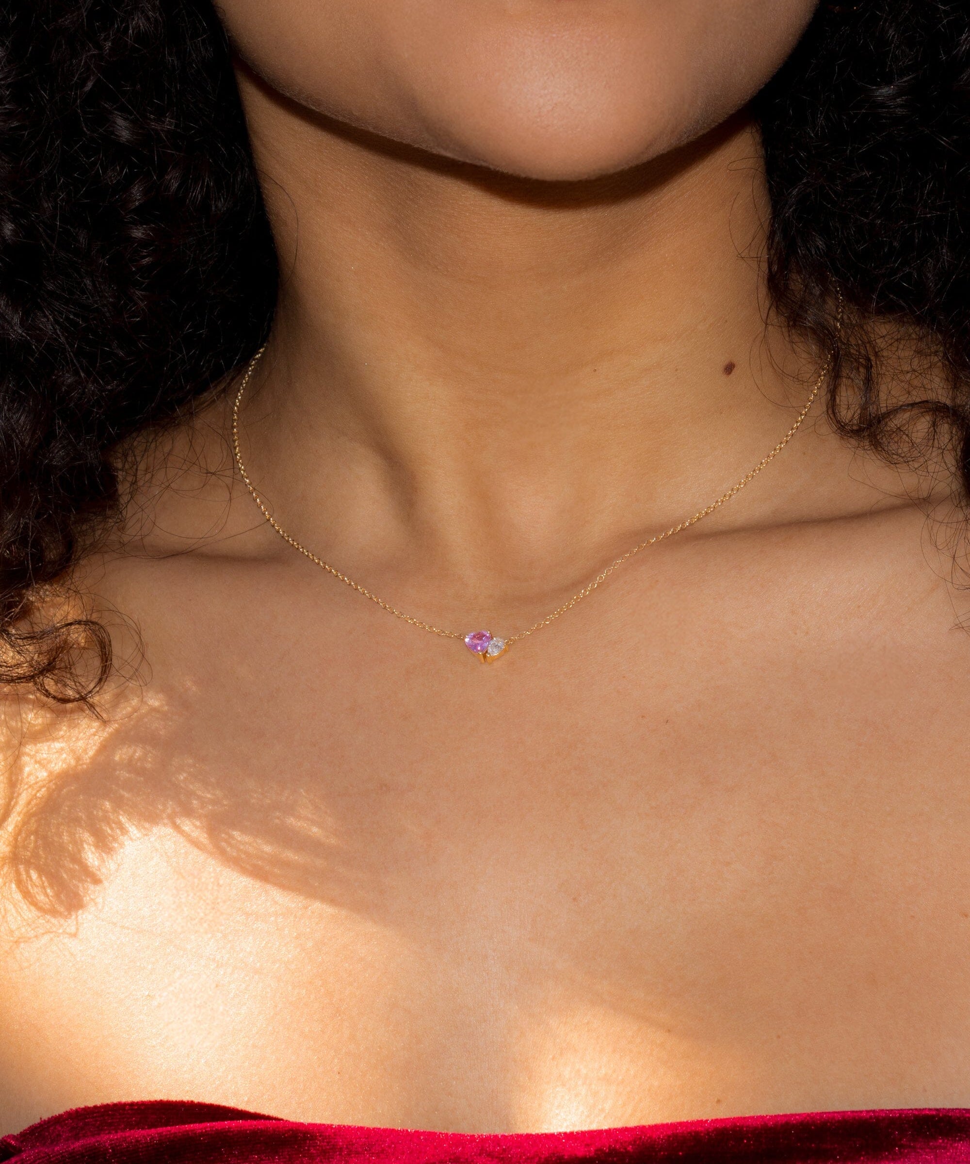 Pink Sapphire & Diamond Toi Et Moi Necklace Necklaces Princess Bride Diamonds 