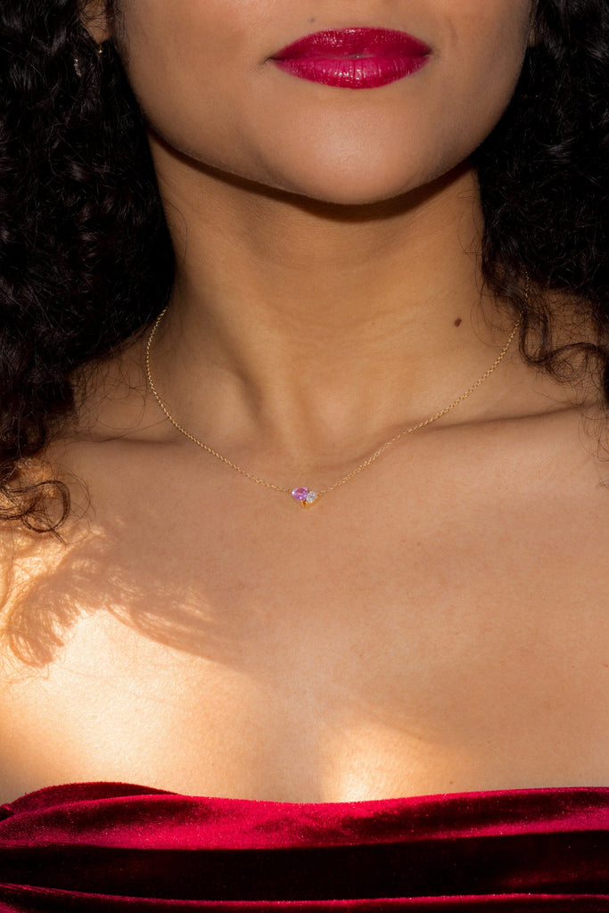 Pink Sapphire & Diamond Toi Et Moi Necklace Necklaces Princess Bride Diamonds 