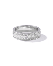 Plum Blossom Band | Pattern 75% Eternity | 14K White Gold
