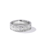 Plum Blossom Band | Pattern 75% Eternity | 14K White Gold