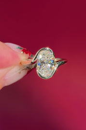 2.02ct D-VS1 Oval Lab Diamond Half Bezel