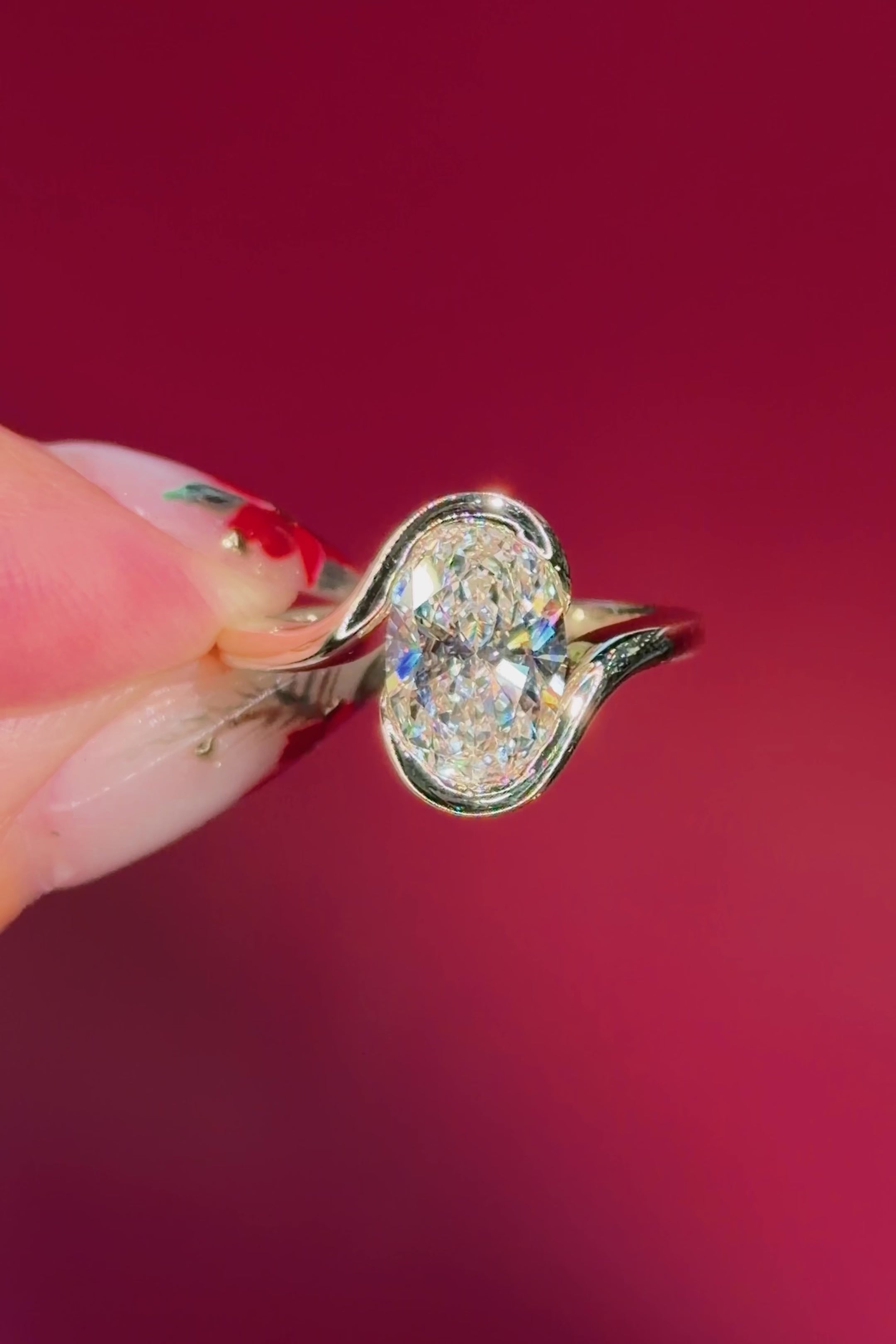 2.02ct D-VS1 Oval Lab Diamond Half Bezel