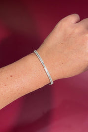 Petite East West Baguette Bangle White Gold