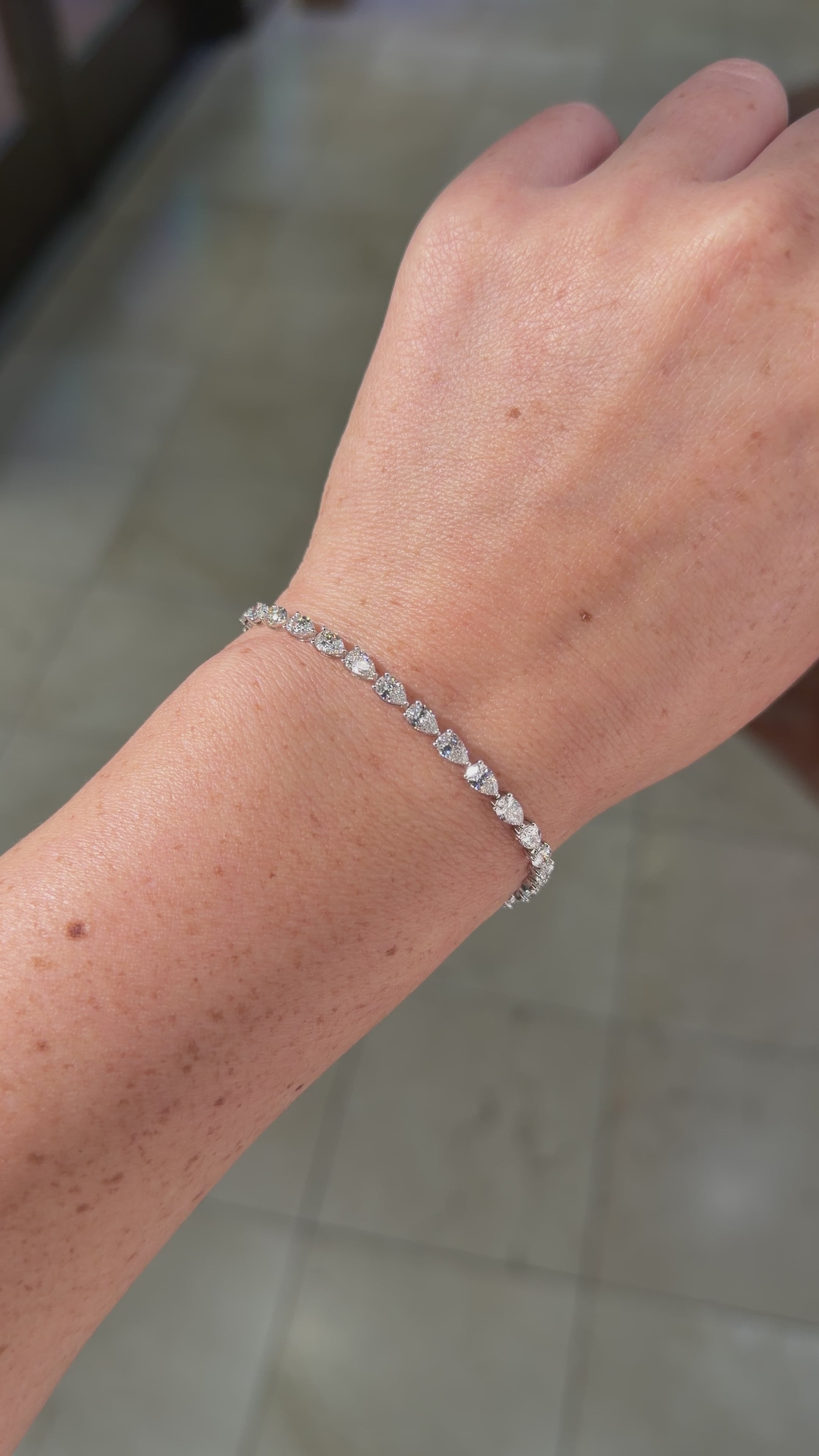 6.49ct East West Pear Tennis Bracelet White Gold