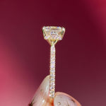 princess cut lab diamond pave engagement ring yellow gold with hidden halo