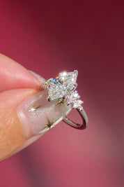 marquise lab diamond white gold engagement ring side stone nature inspired