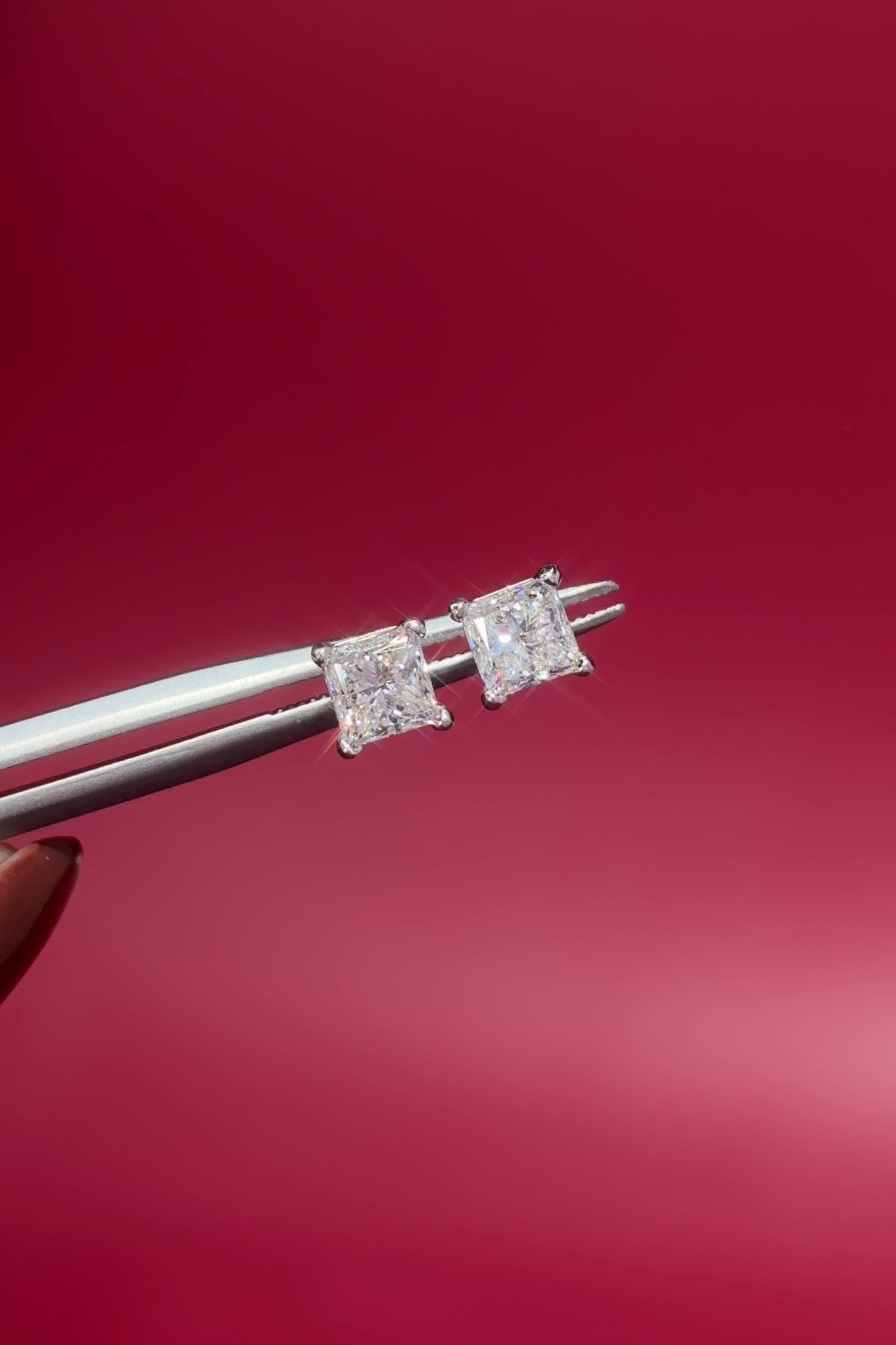 1.00ct F-SI1 Core Princess Cut Natural Diamond Studs