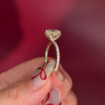 Classic Round Pavé Halo Engagement Ring with Diamond Prongs in Yellow Gold