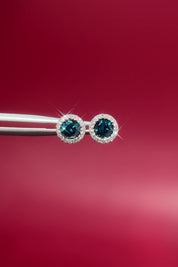Blue Diamond Halo Studs