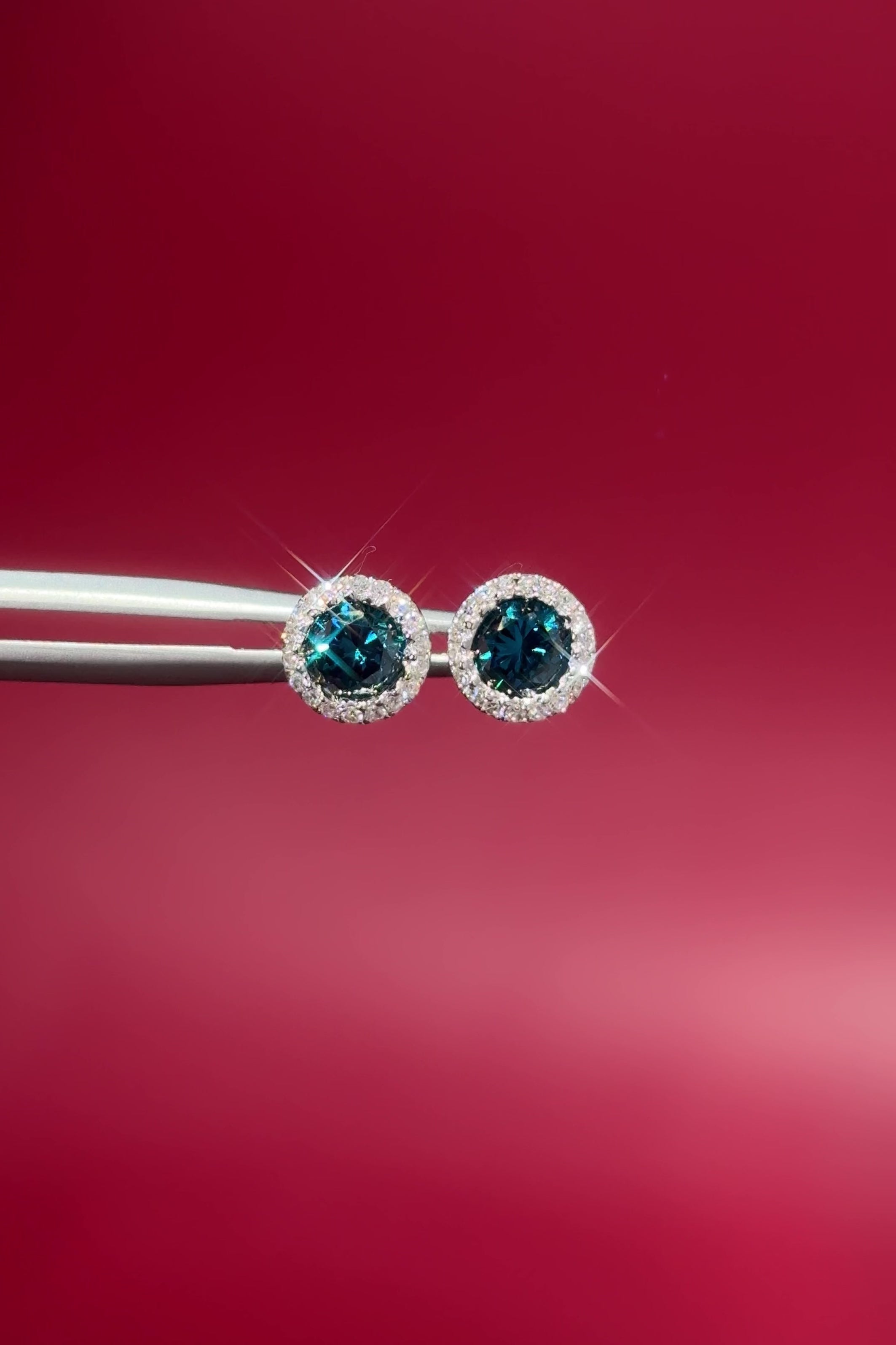 Blue Diamond Halo Studs