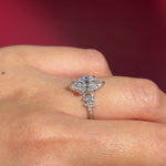 marquise lab diamond white gold engagement ring side stone nature inspired on hand