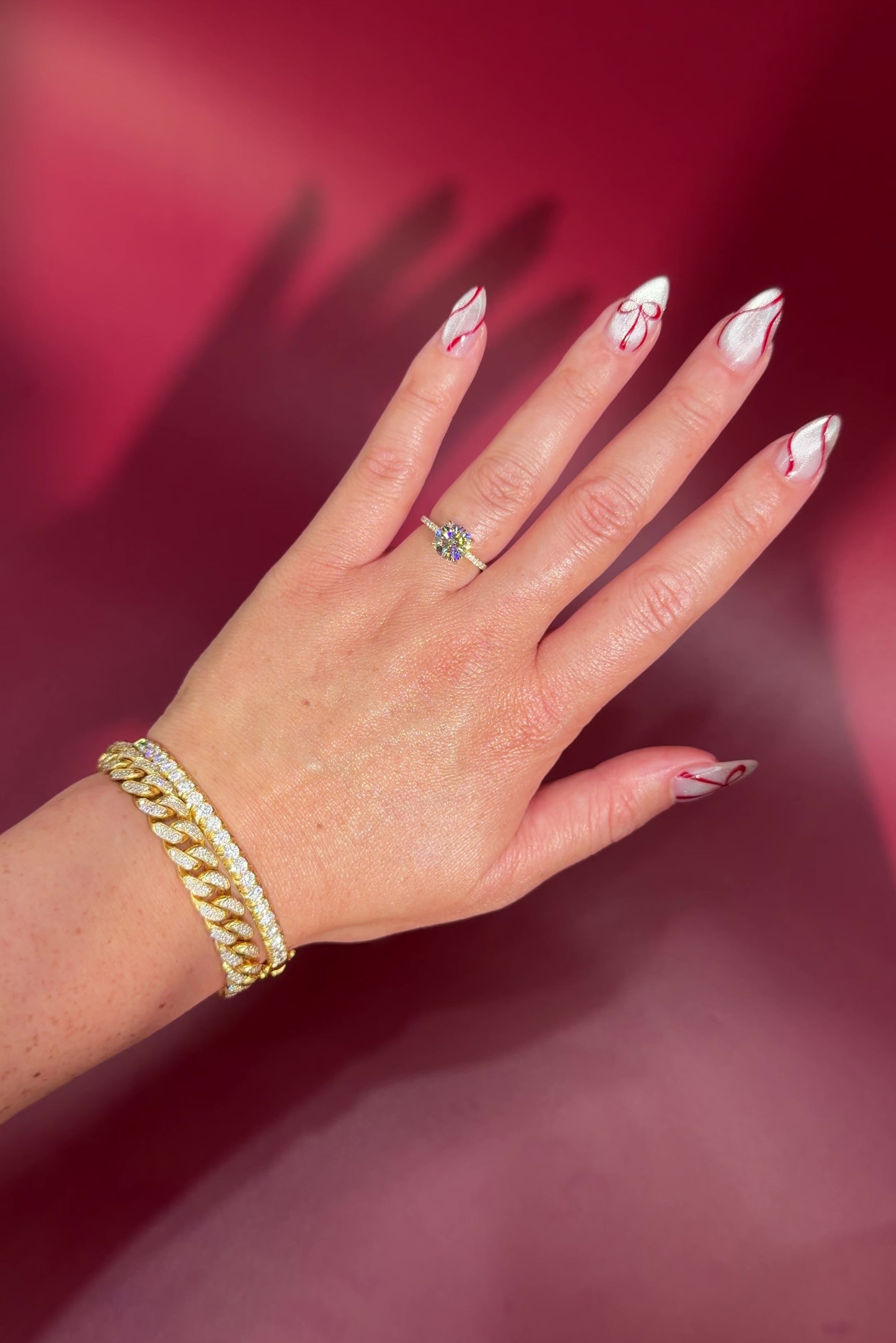 Round Pavé Diamond Solitaire cathedral Setting in Yellow Gold