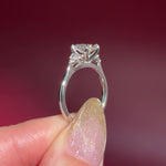 1.01ct D-VS1 Oval Lab Diamond Lindsey. The Lindsey features a classic high polish band with a trio of diamond side stones to perfectly accent your selected center stone.