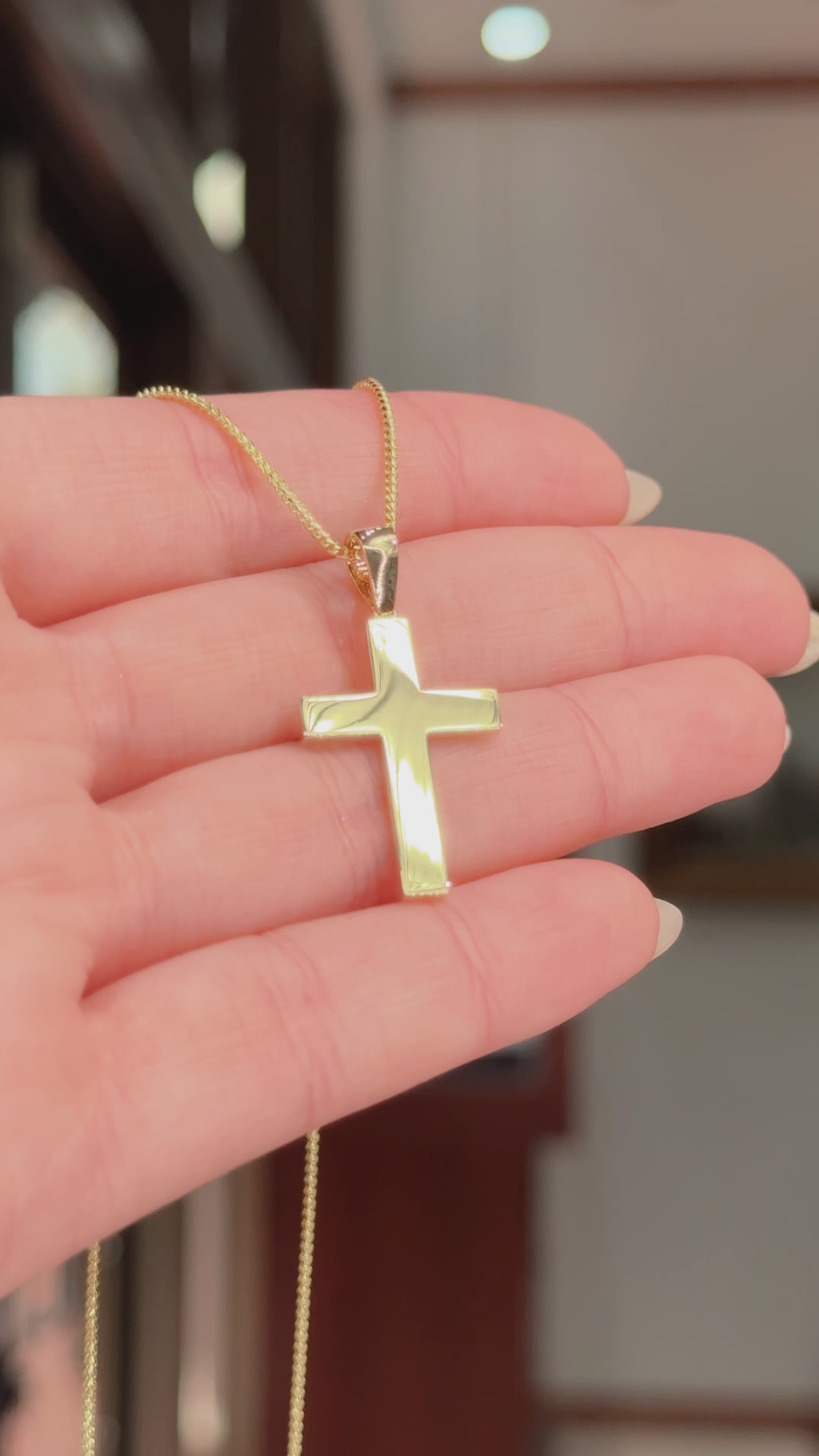 14k, 18k gold crucifix cross pendant necklace 1 S 23mm - womens nec...