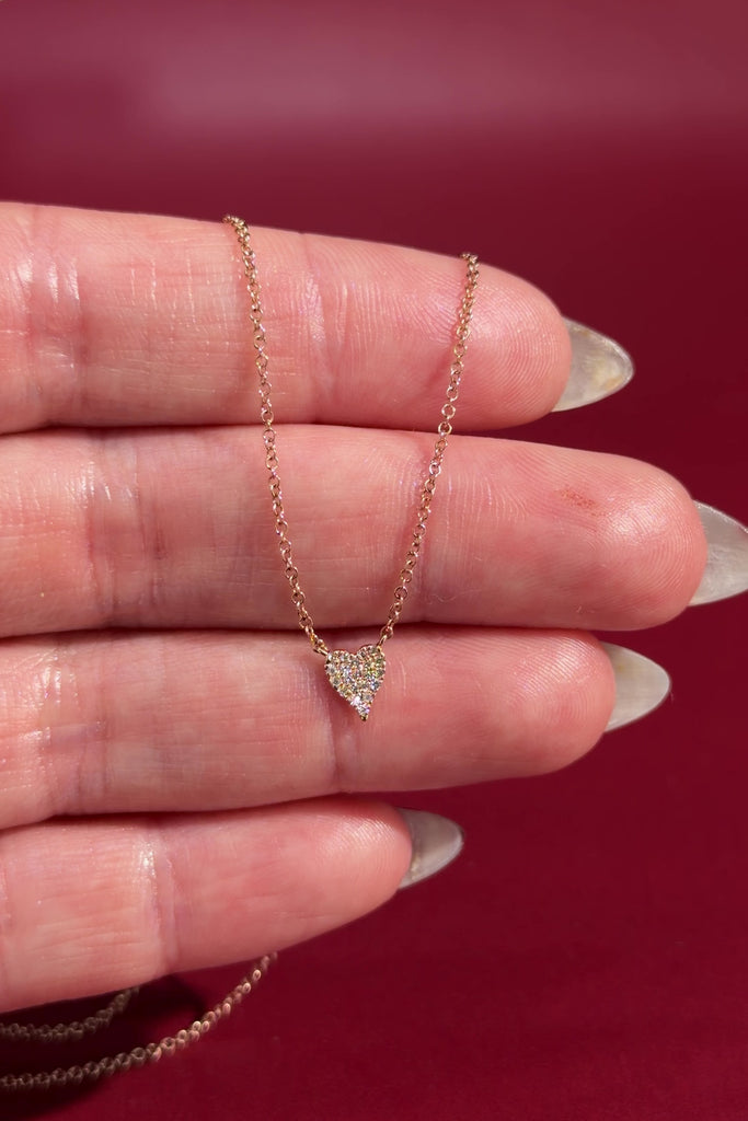 Mini Pavé Heart Necklace Rose Gold