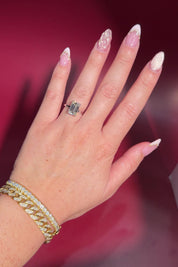 4.10ct D-VVS2 Emerald Lab Diamond Kayla Engagement Ring White Gold Princess Bride Diamonds High Polish Solitaire on Hand