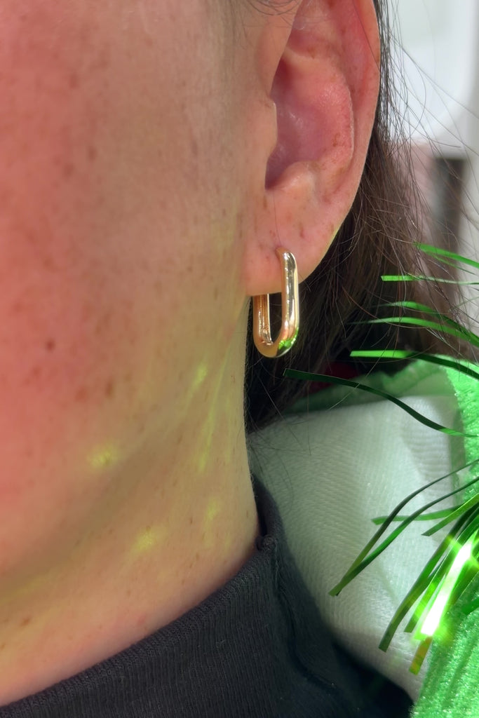 Paperclip Hoops Yellow Gold on ear
