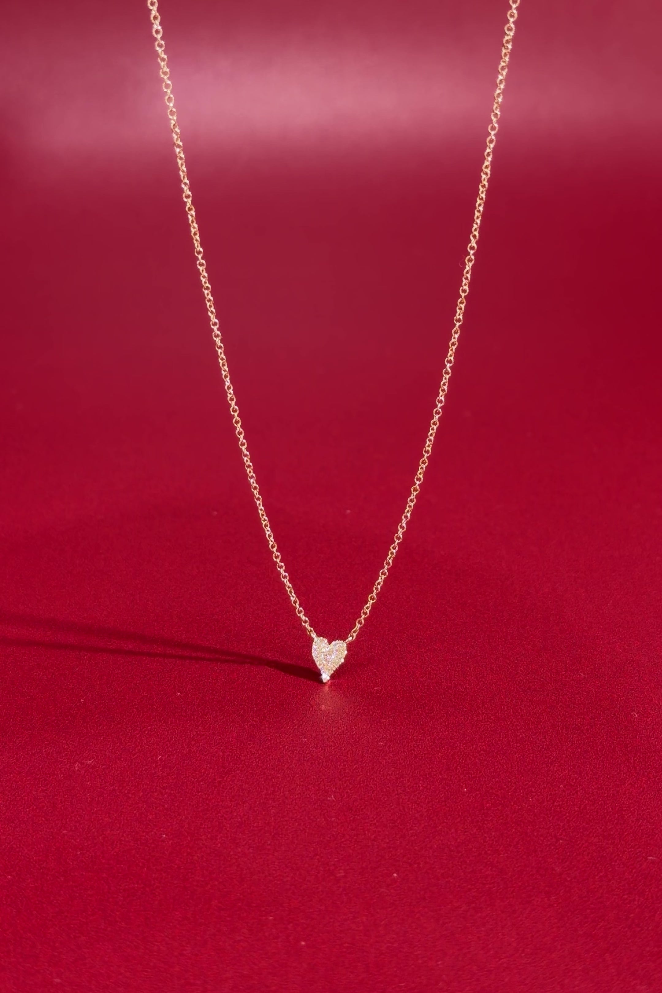 Mini Pavé Heart Necklace Yellow Gold