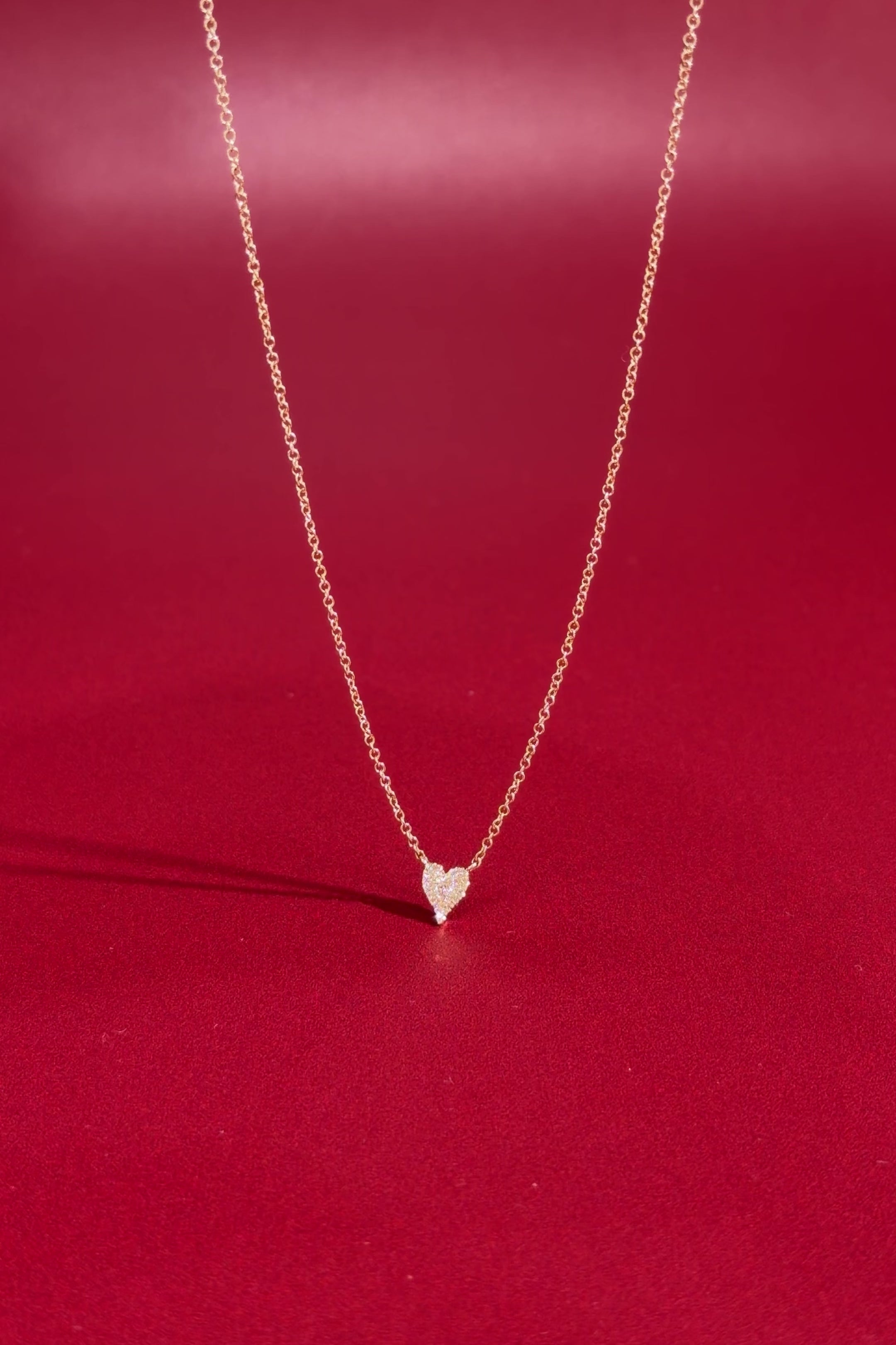 Mini Pavé Heart Necklace Yellow Gold