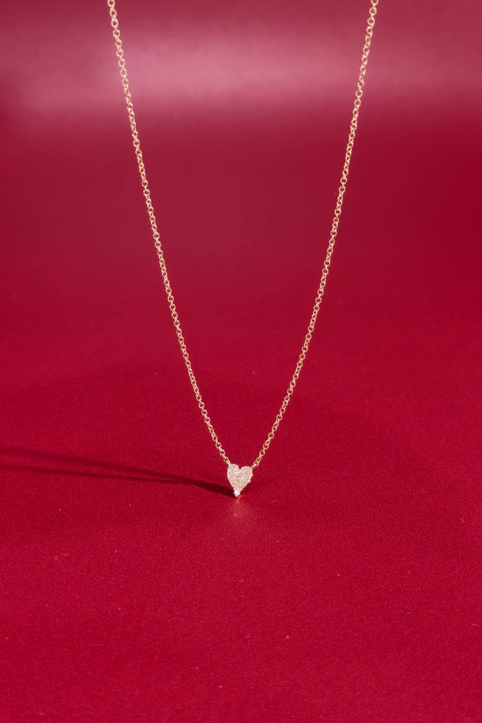 Mini Pavé Heart Necklace Yellow Gold