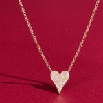 Small Pavé Heart Necklace Yellow Gold