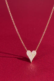 Small Pavé Heart Necklace Yellow Gold