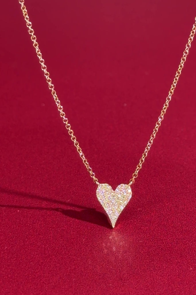 Small Pavé Heart Necklace Yellow Gold