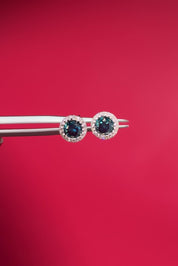 Blue Diamond Halo Studs