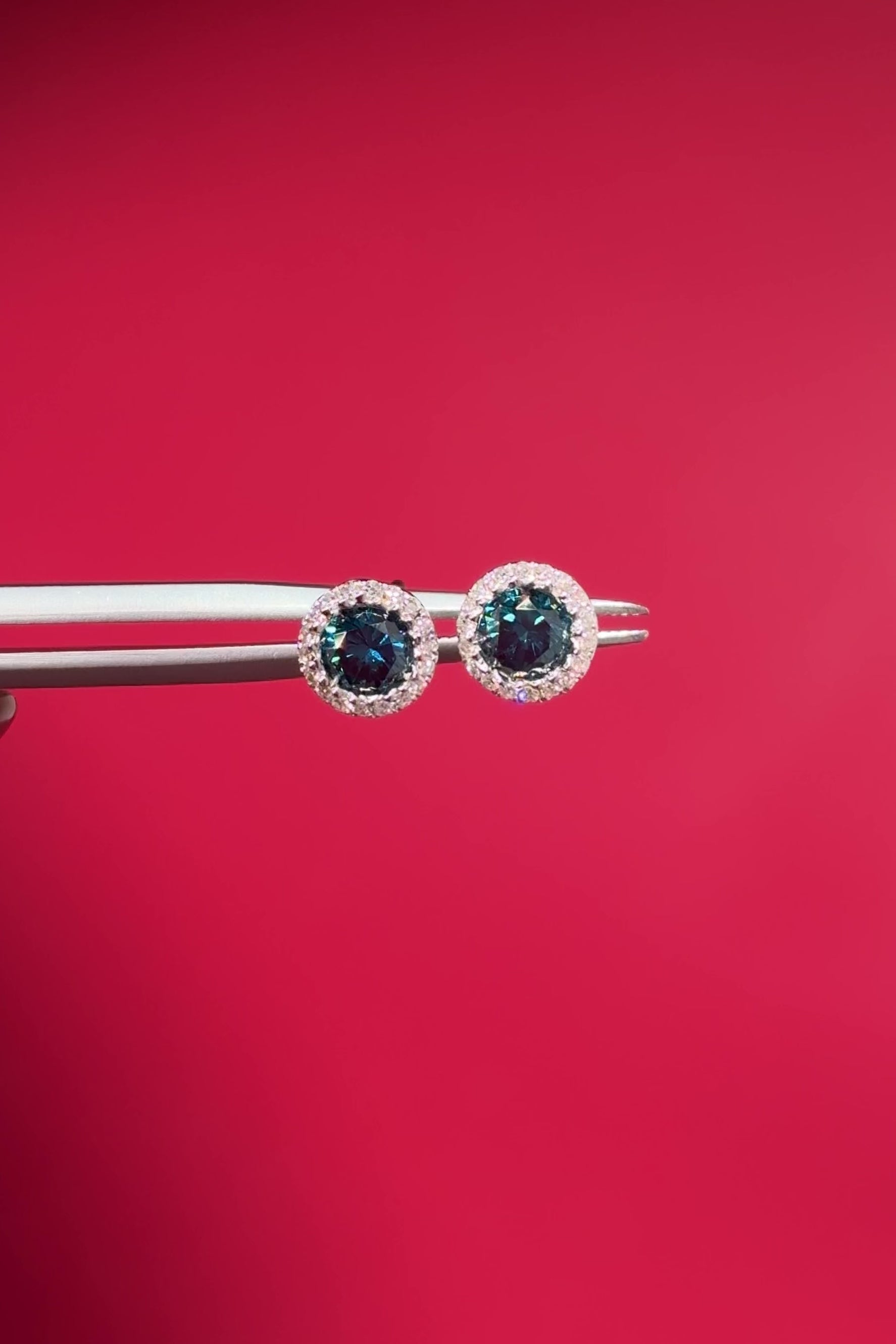 Blue Diamond Halo Studs