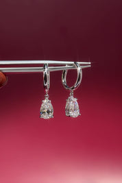 1.94ct D-VS1 Lab Diamond Pear Drop Hoops White Gold high polish with seamless snap closure at princess bride diamonds in huntington beach california 