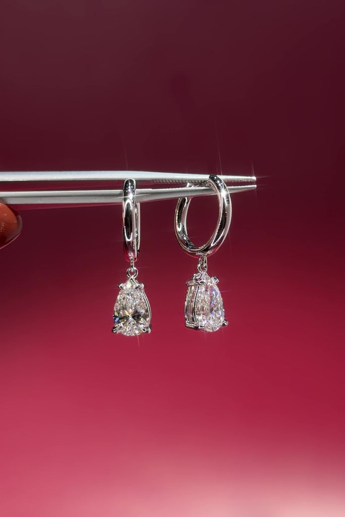 1.94ct D-VS1 Lab Diamond Pear Drop Hoops White Gold high polish with seamless snap closure at princess bride diamonds in huntington beach california 