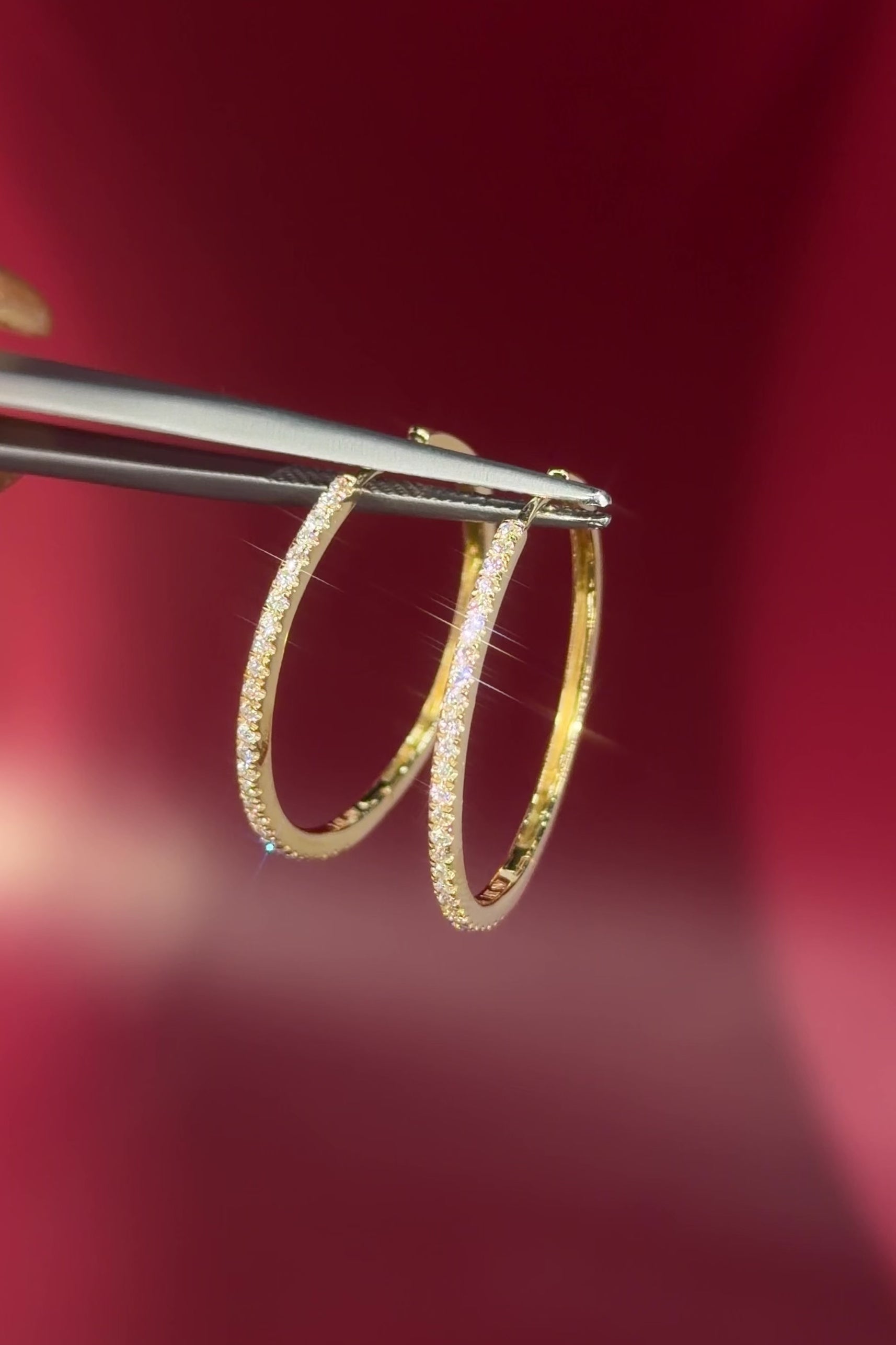 Extra-Fine 25mm Pavé Hoops Yellow Gold