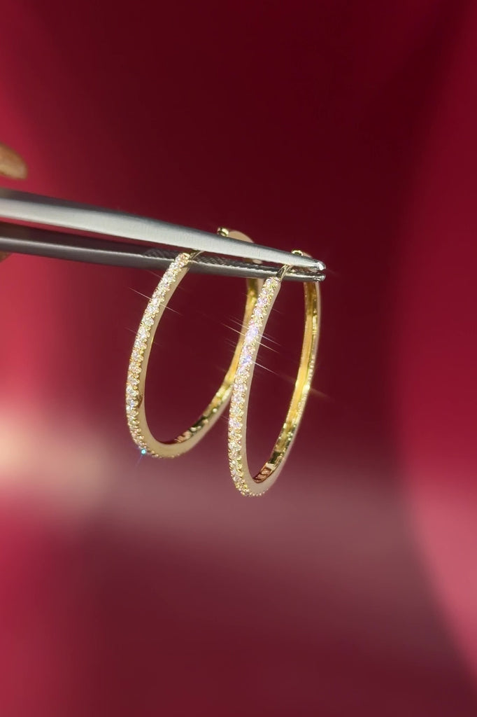 Extra-Fine 25mm Pavé Hoops Yellow Gold