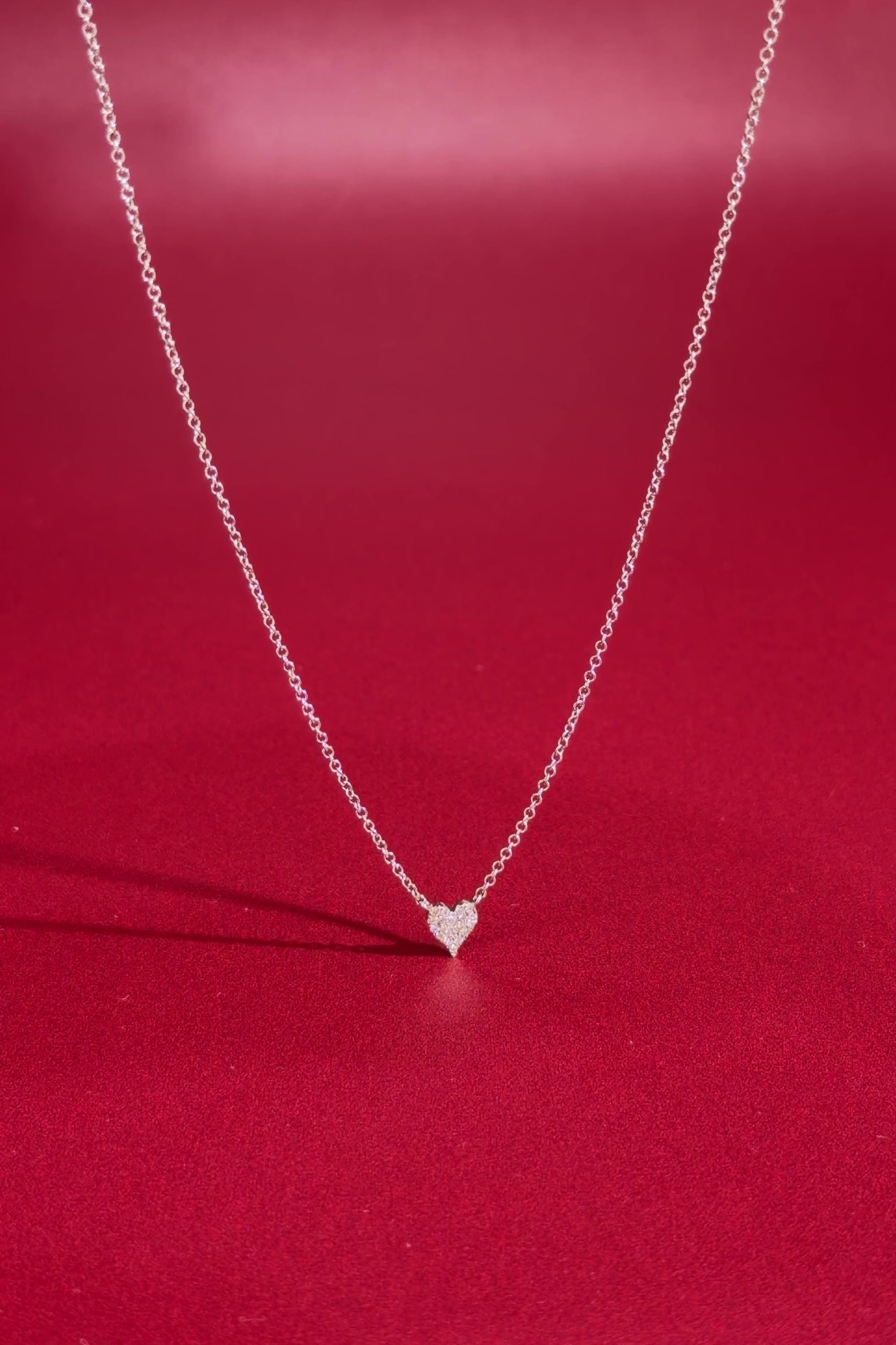 Mini Pavé Heart Necklace White Gold
