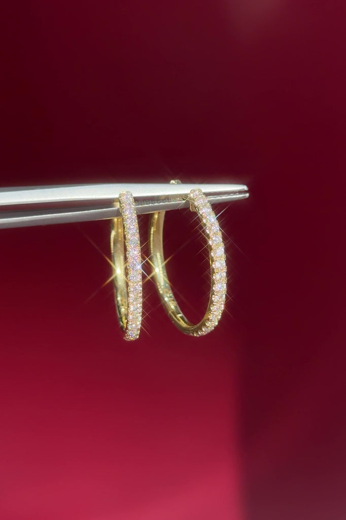 25mm Pavé Hoops Yellow Gold